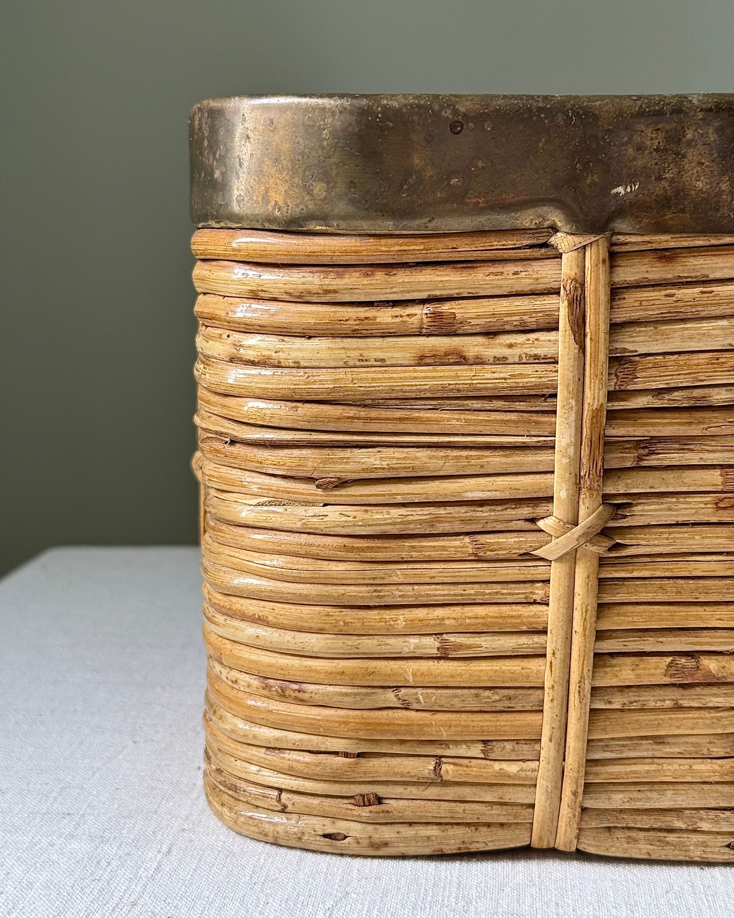 Italian Pencil Reed & Brass Rim Basket