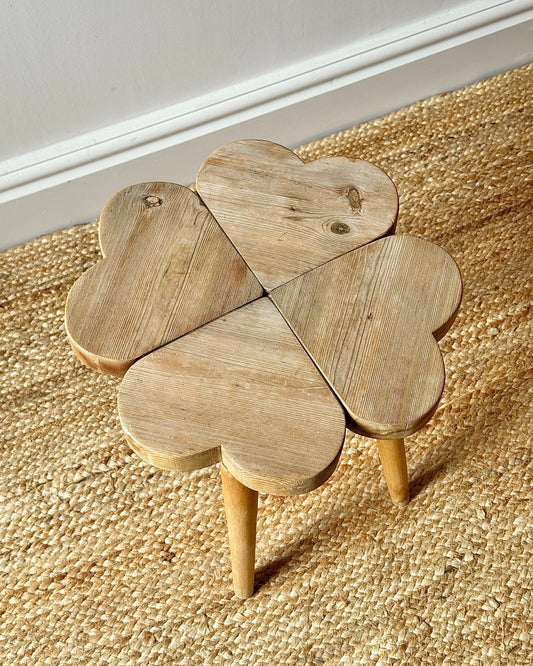 Swedish Pine Clover Stool, c.1960s - Club Sourced