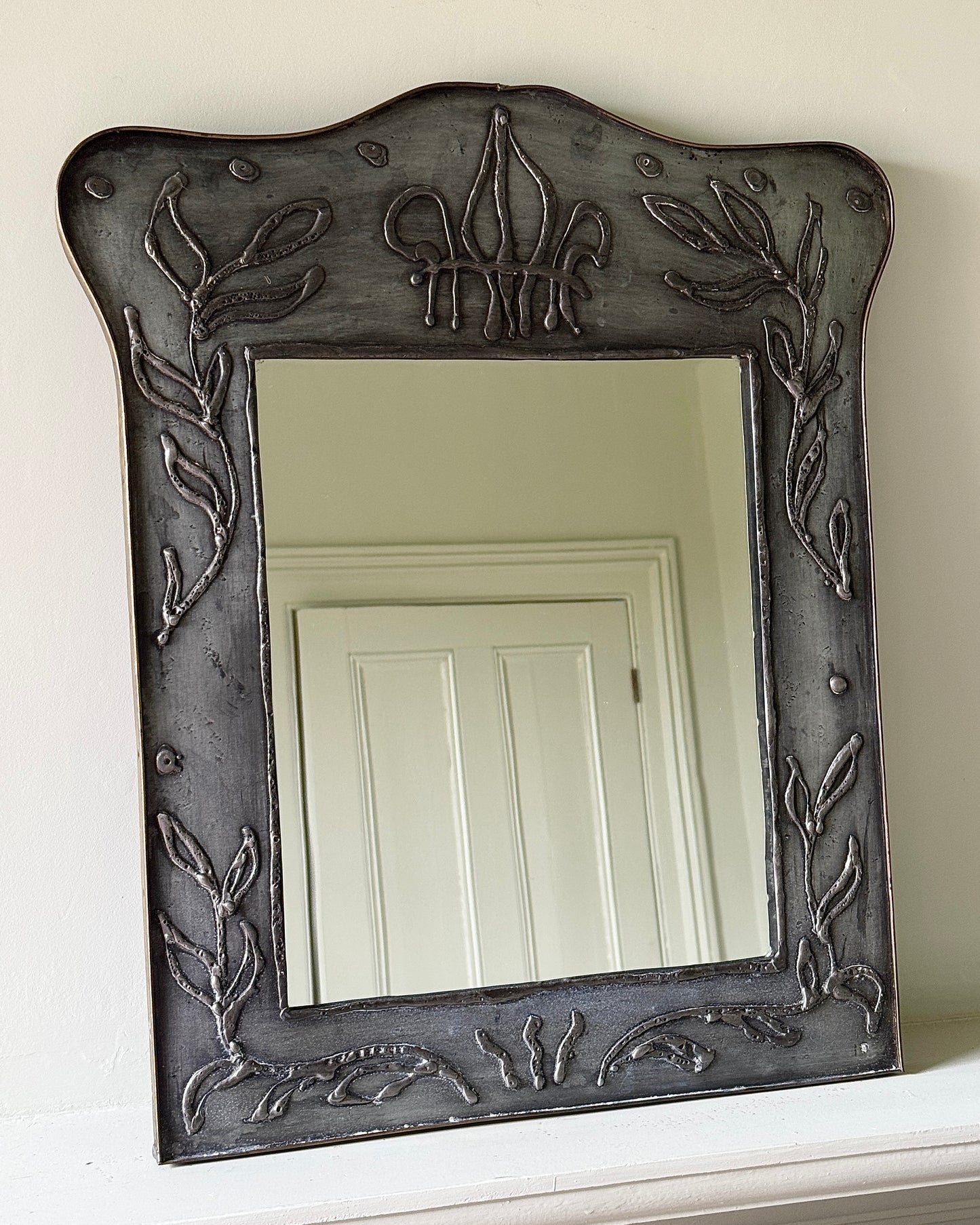 Art Nouveau Tin Shield Mirror