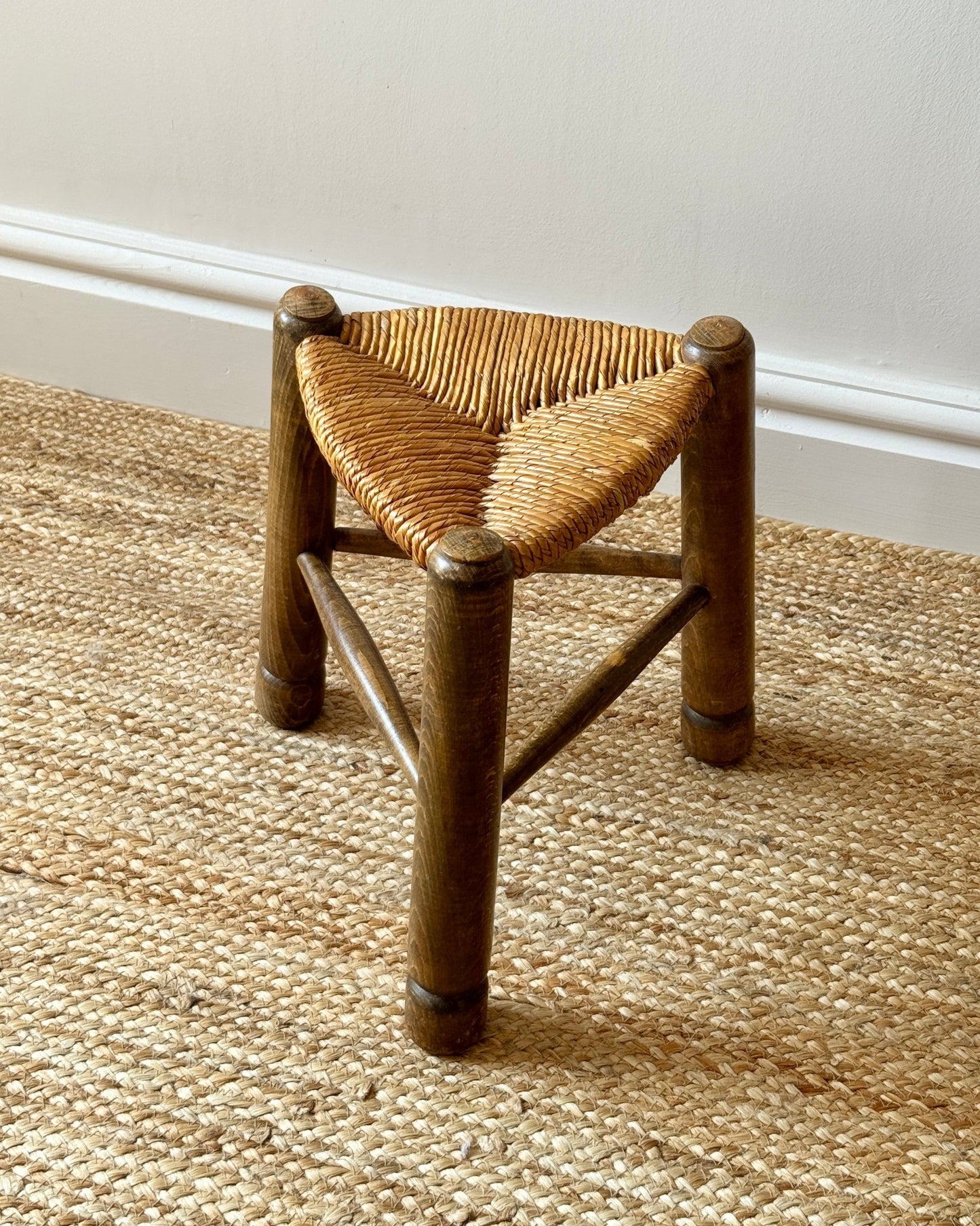 French Oak & Rush Stool - Club Sourced