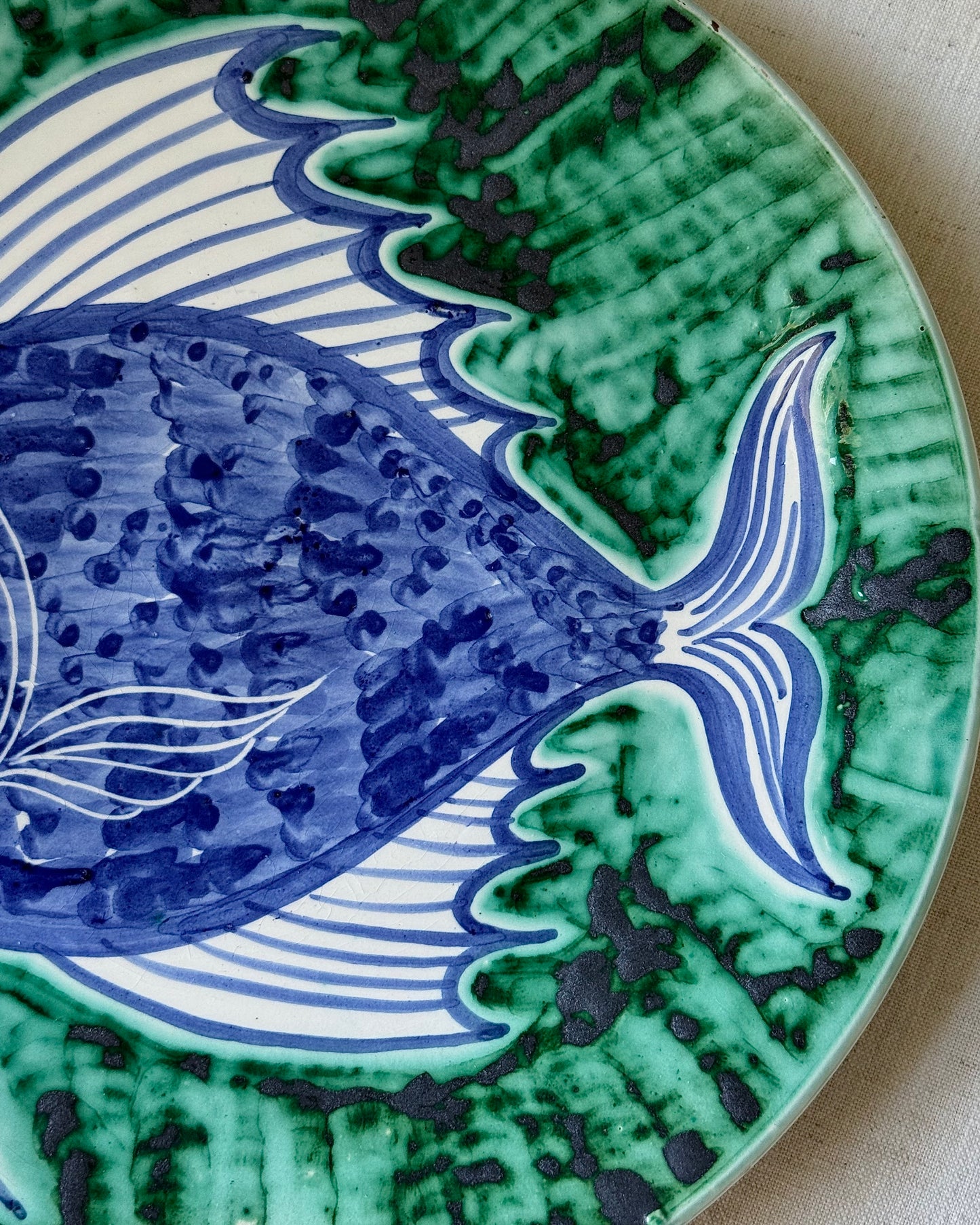 Mid-century Hand Painted Folk Cypriot Fish Plate