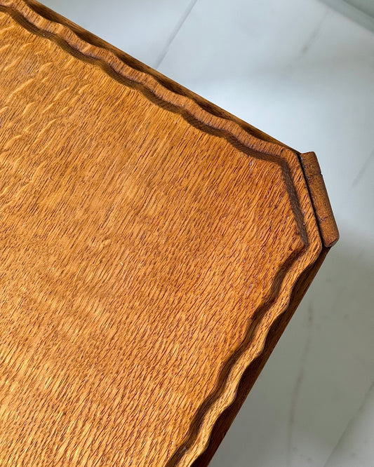 Art Deco Scalloped Oak Side Table in the Manner of Heals of London