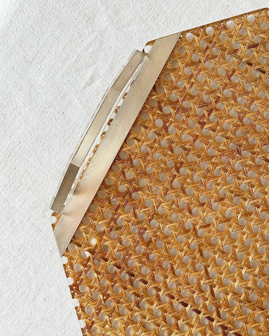 Octagonal Cane and Lucite Tray, Italian c.1970s - Club Sourced