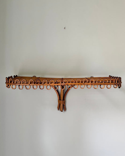Italian Looped Bamboo & Rattan Wall Shelf