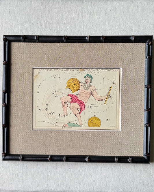 Antique Hand-Painted Constellation Print ‘Urania’s Mirror’ by Sidney Hall c. 1825