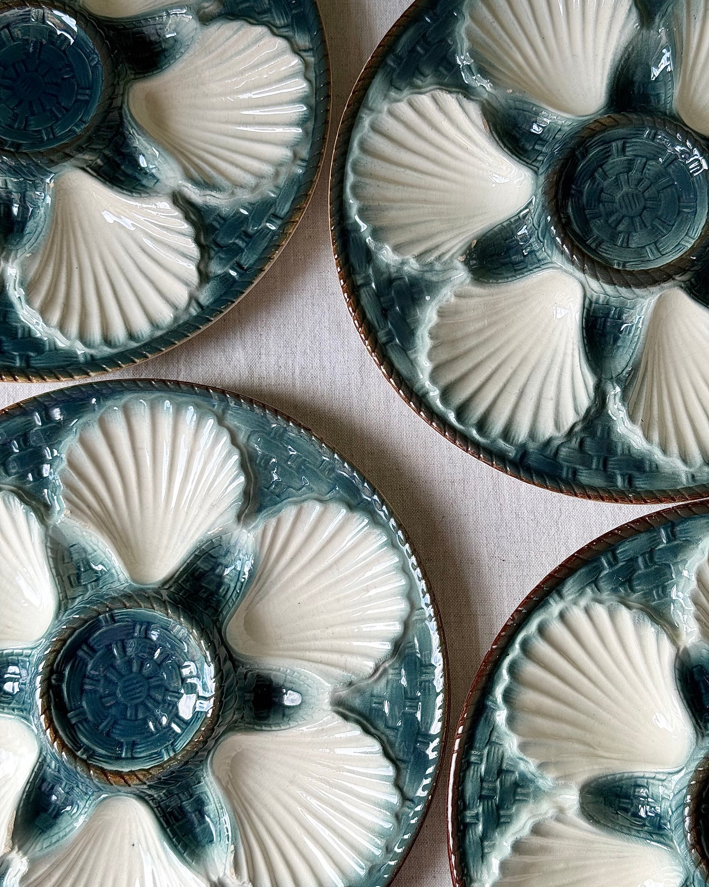 Antique French Oyster Plate, Longchamp