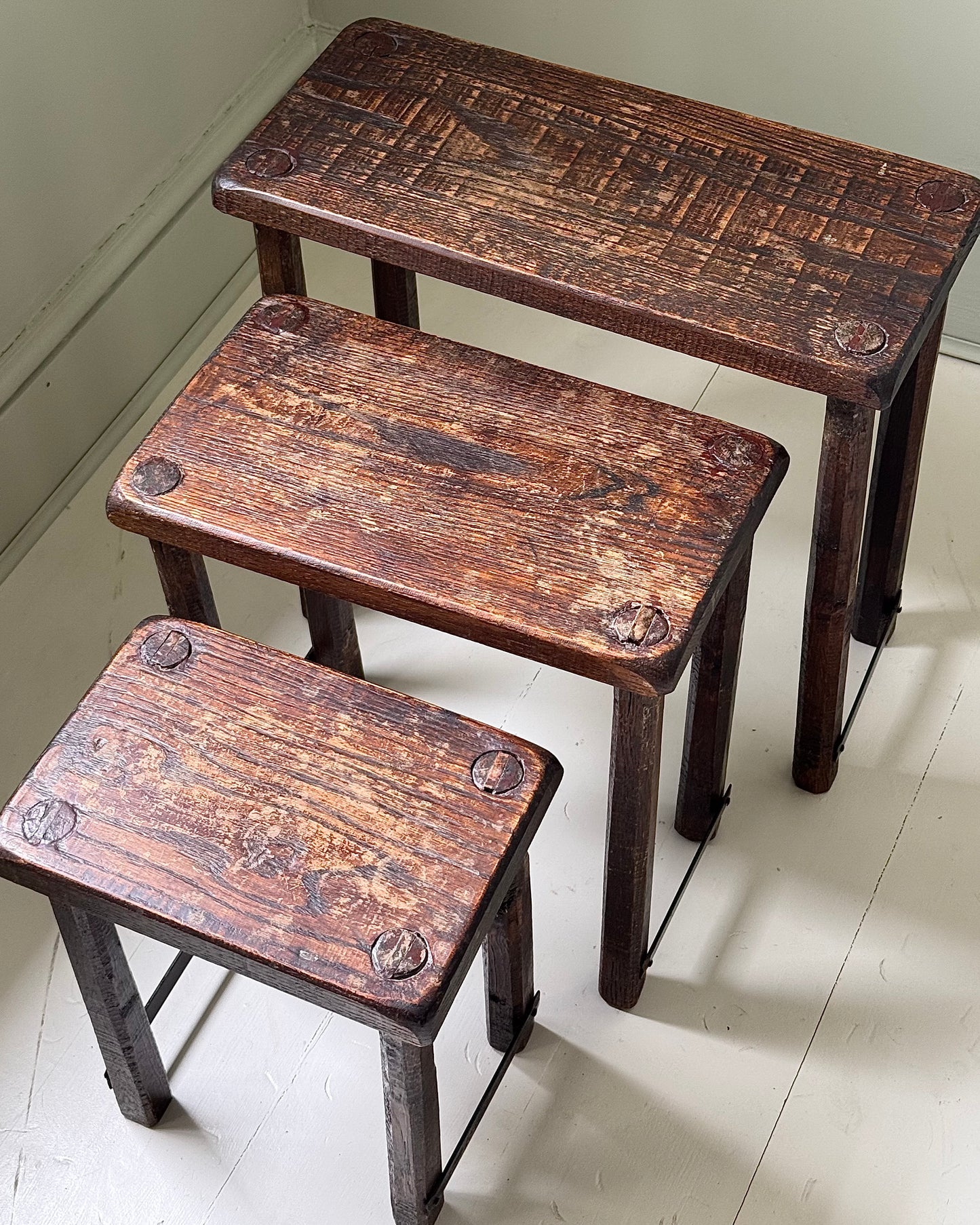 Brutalist Eastern European Nest of 3 Tables