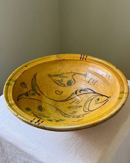 Antique Southern Italian Fish Pedestal Bowl