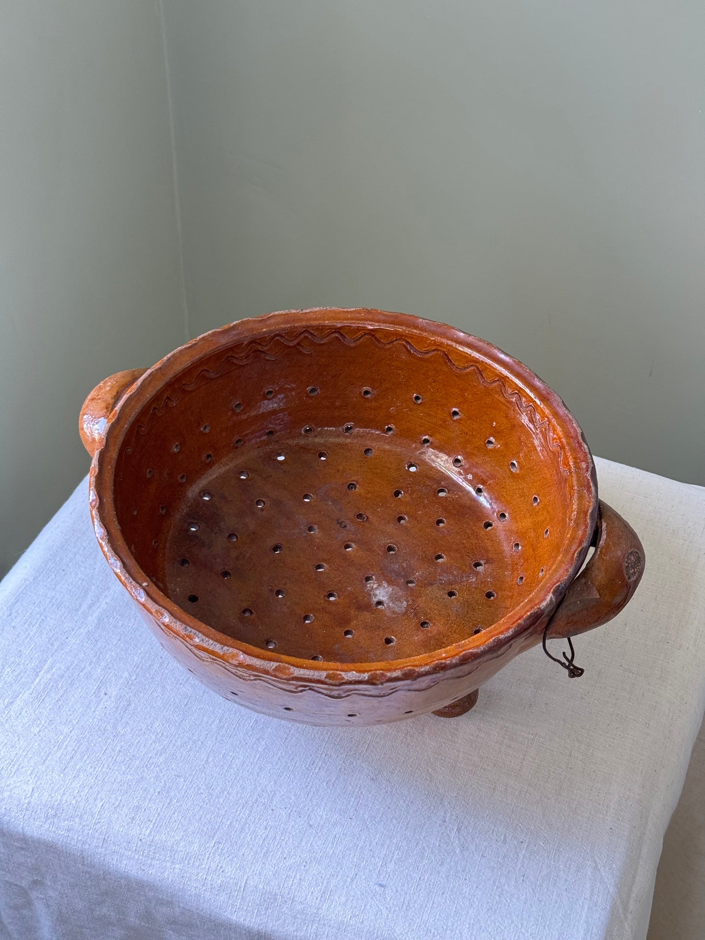 Antique Southern Italian Terracotta Strainer