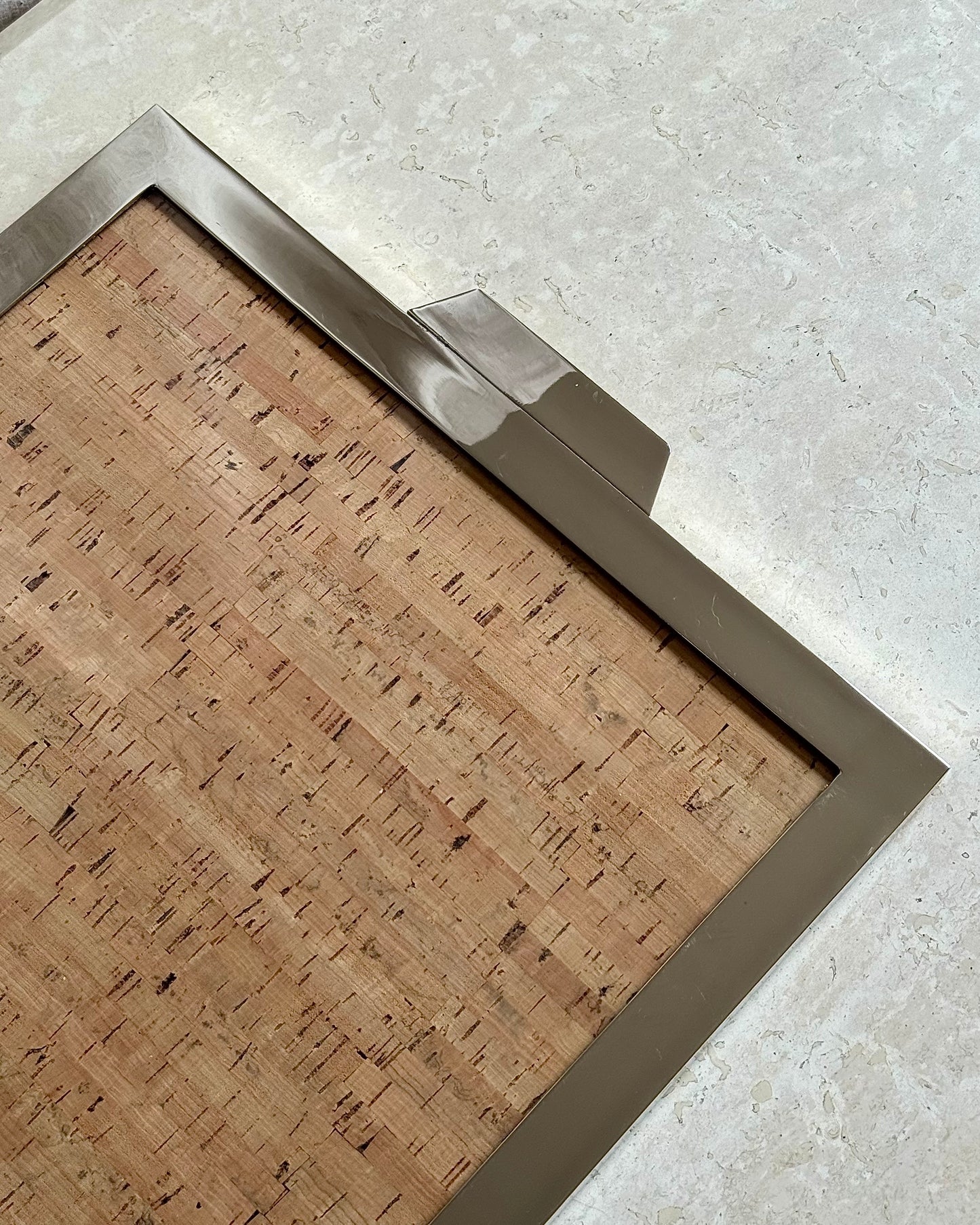 Italian Chrome & Cork Display Tray, 1970’s