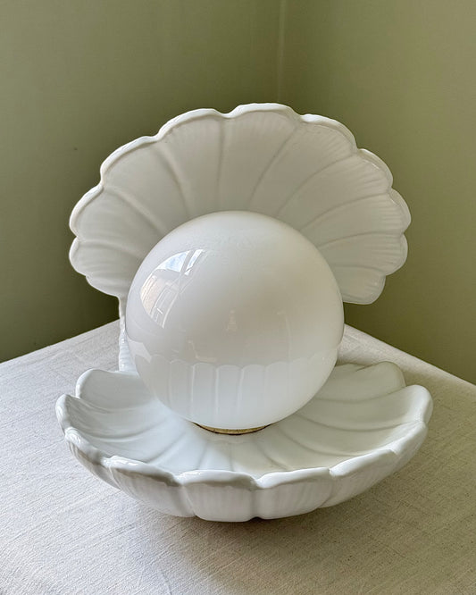 1970’s Italian Ceramic Shell Lamp with Glass Globe