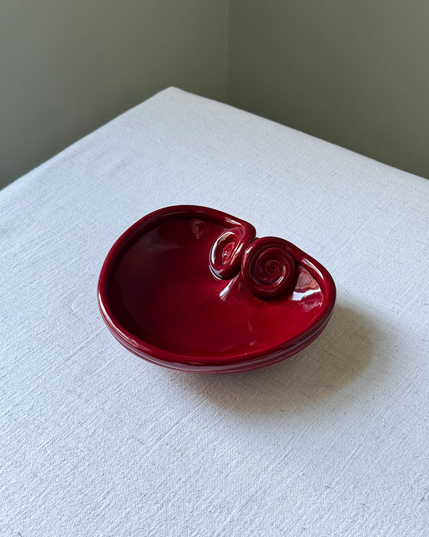 Mid-Century Vallauris Red Heart Coiled Dish