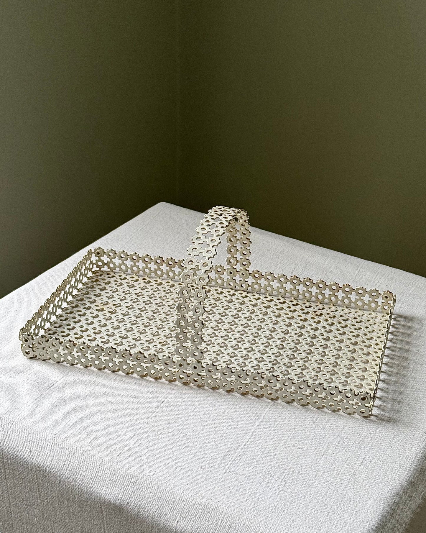 Mid-Century Perforated Metal Tray in the Style of Mathieu Matégot