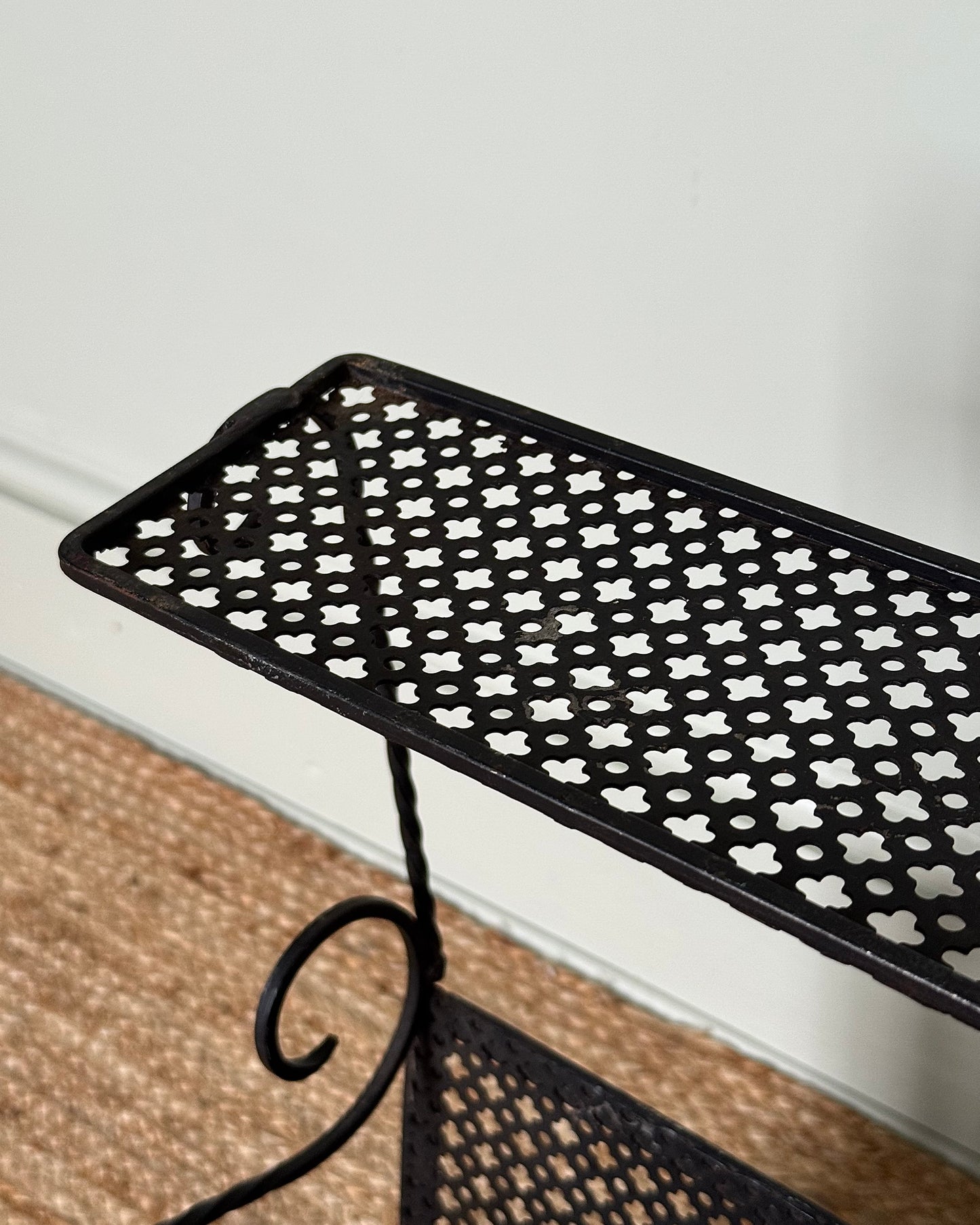 French Wrought Iron Magazine Rack, in the style of Mathieu Mategot
