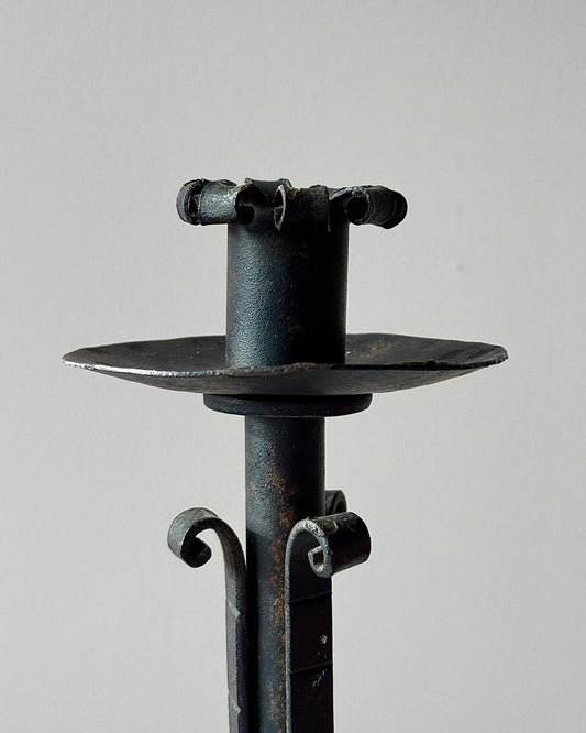 Hand Forged Wrought Iron Scroll Candlestick
