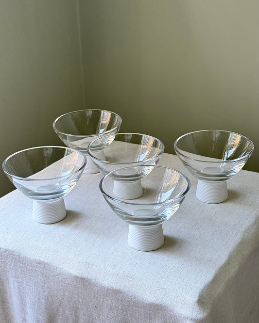 2 x Sets of 5 1970’s Italian Alabaster Pedestal Bowls