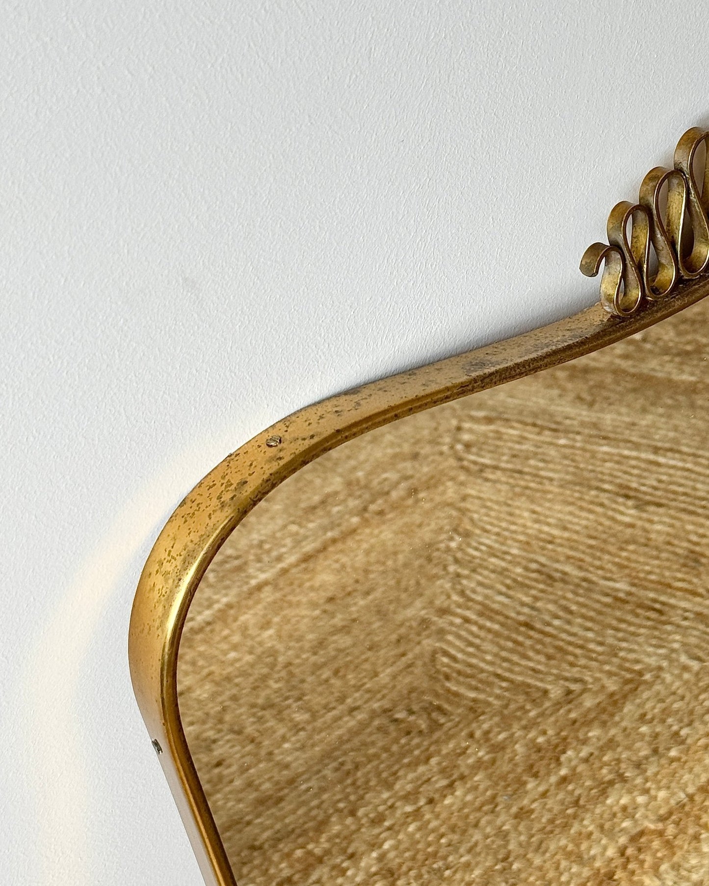 Italian Brass Sheild Mirror and Console, Attributed to Gio Ponti, c.1950s - Club Sourced
