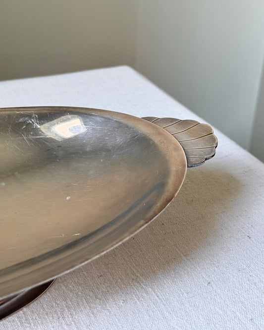 Swedish Grace Silver Plated Serving Bowl with Scallop Shell Handles, 1930s