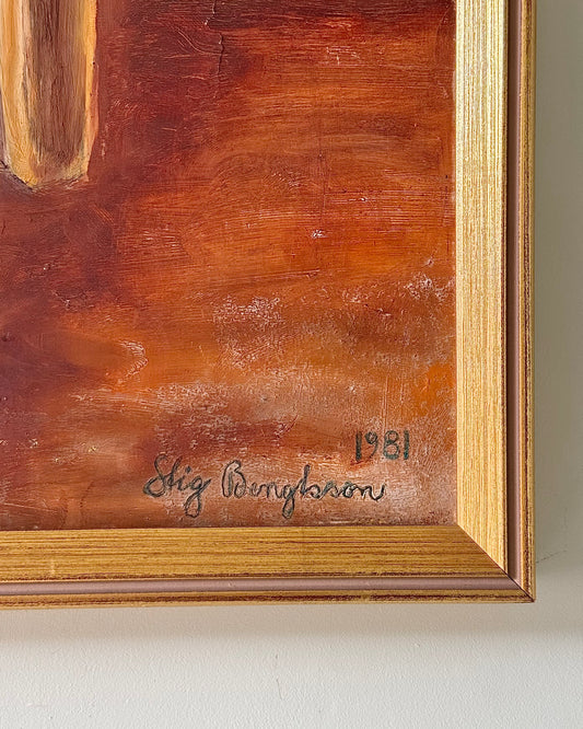 Expressive Swedish Still Life Oil Painting signed Stig Bengtsson, 1981