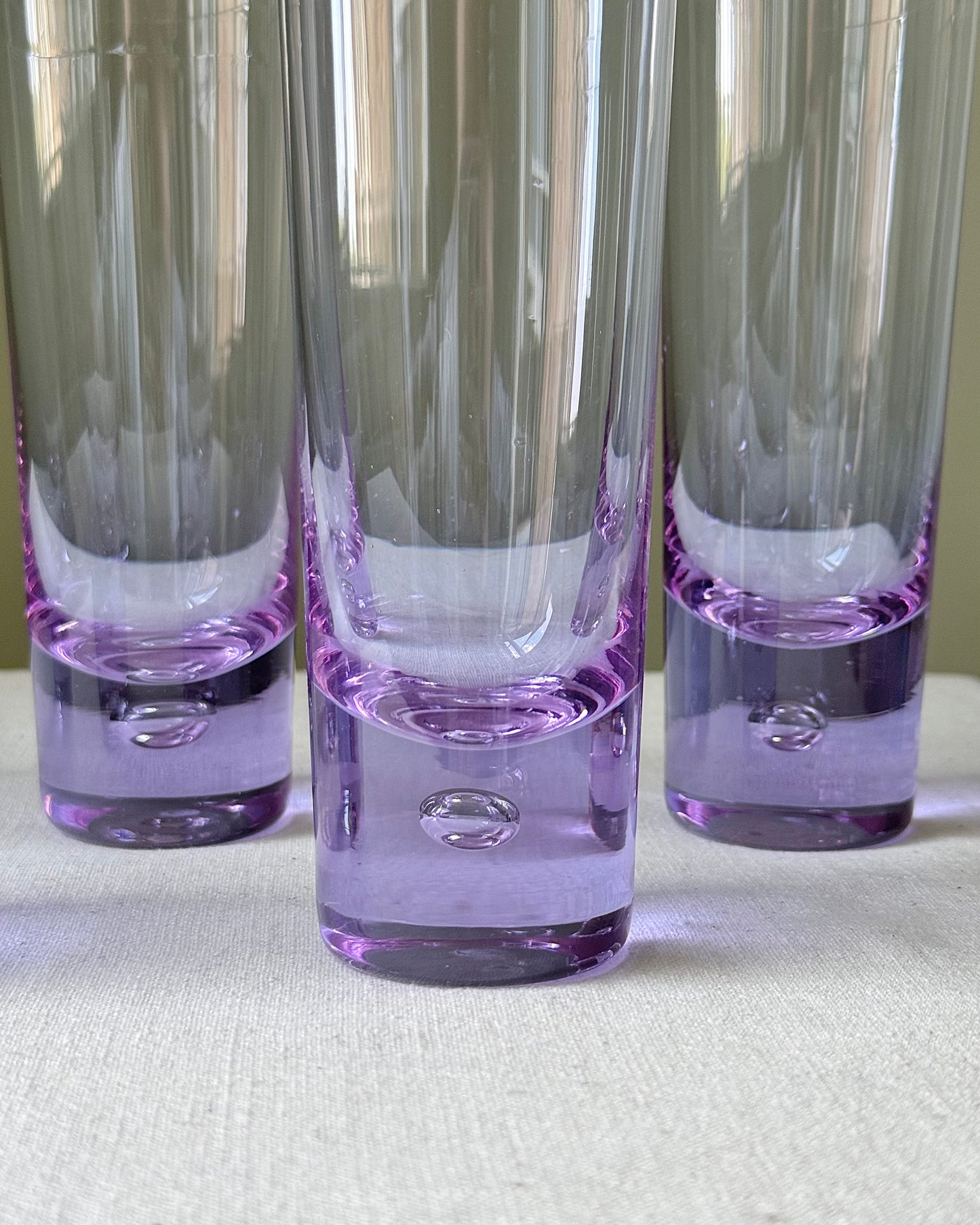 Set of 5 Violet Murano Handblown Glasses