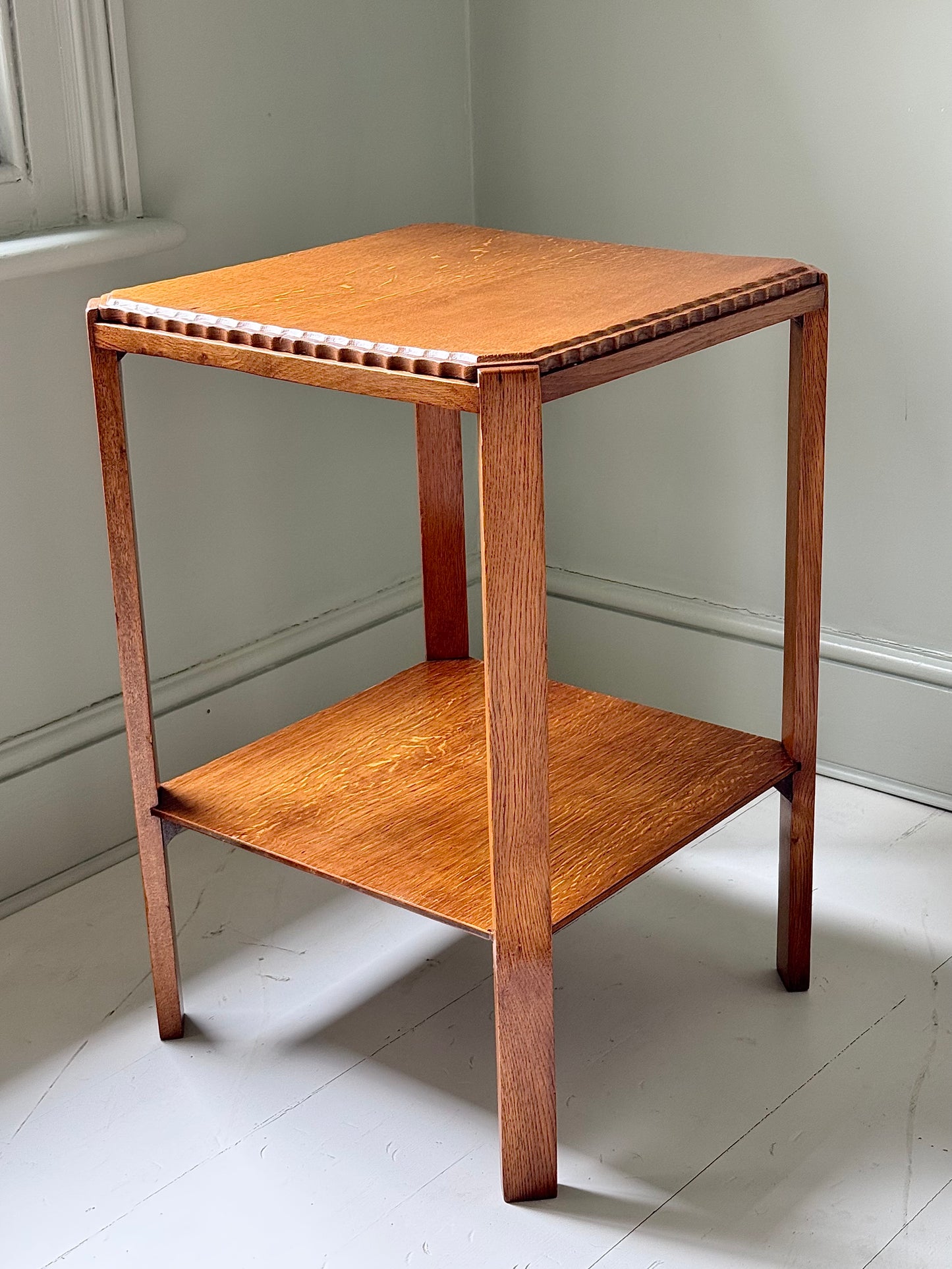 Art Deco Scalloped Oak Side Table in the Manner of Heals of London