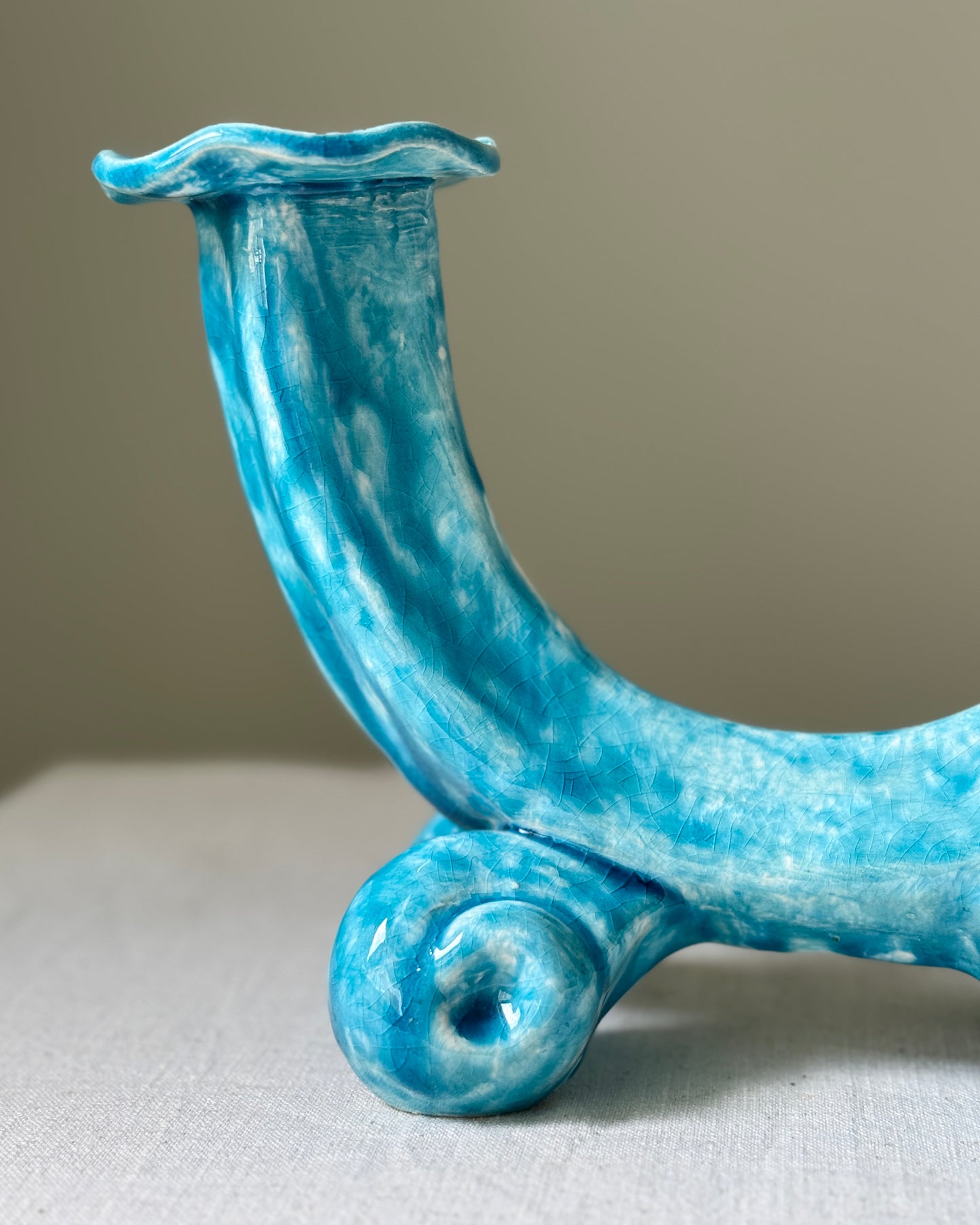 Pair of French Glazed Candlesticks