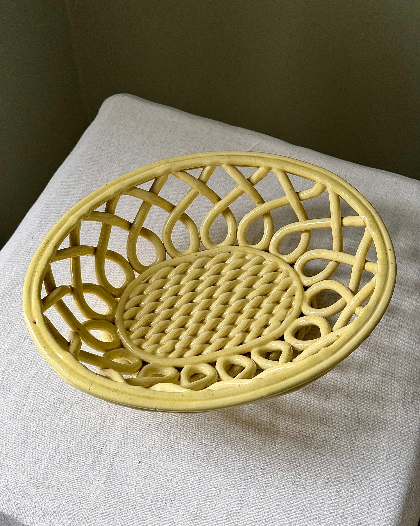 Vallauris Yellow Ceramic Woven Bowl