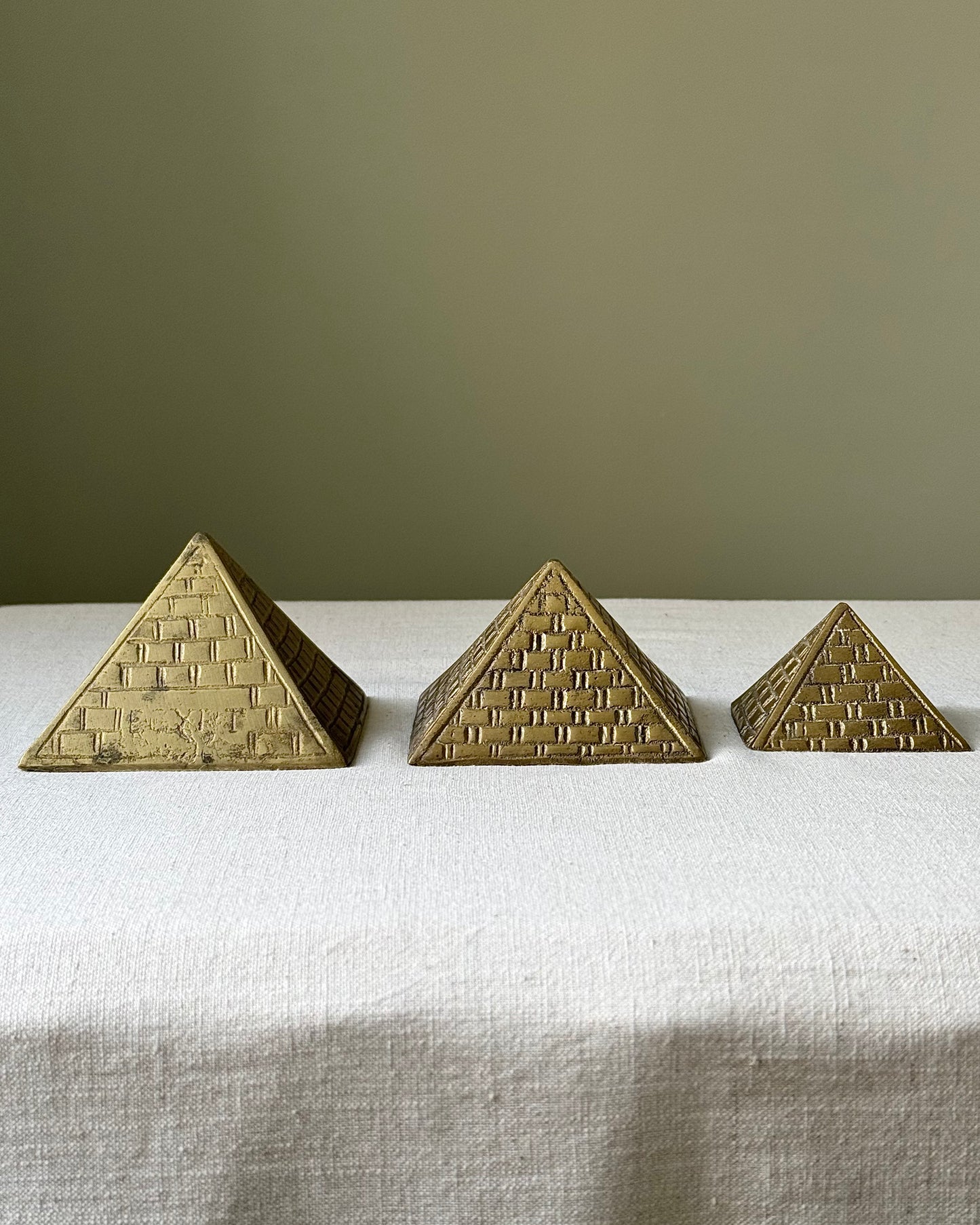 Trio of Brass Pyramids