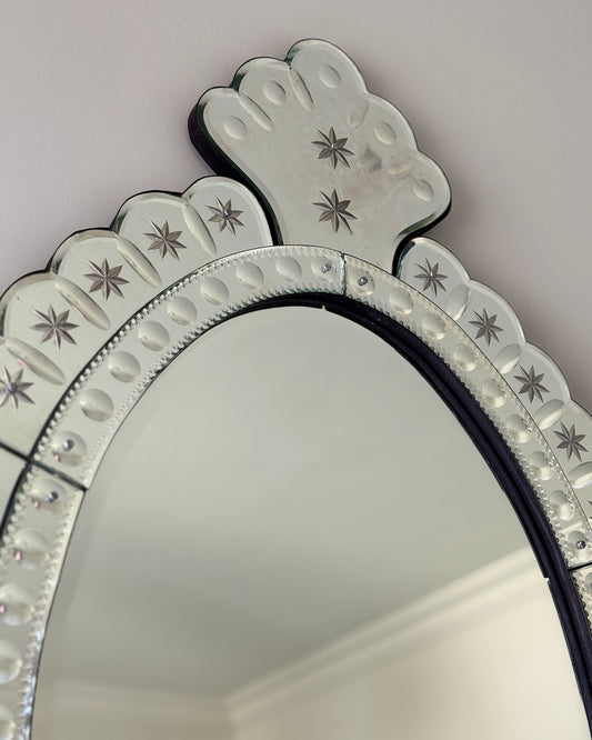 Large Venetian Bevelled Etched Star Mirror - ON HOLD