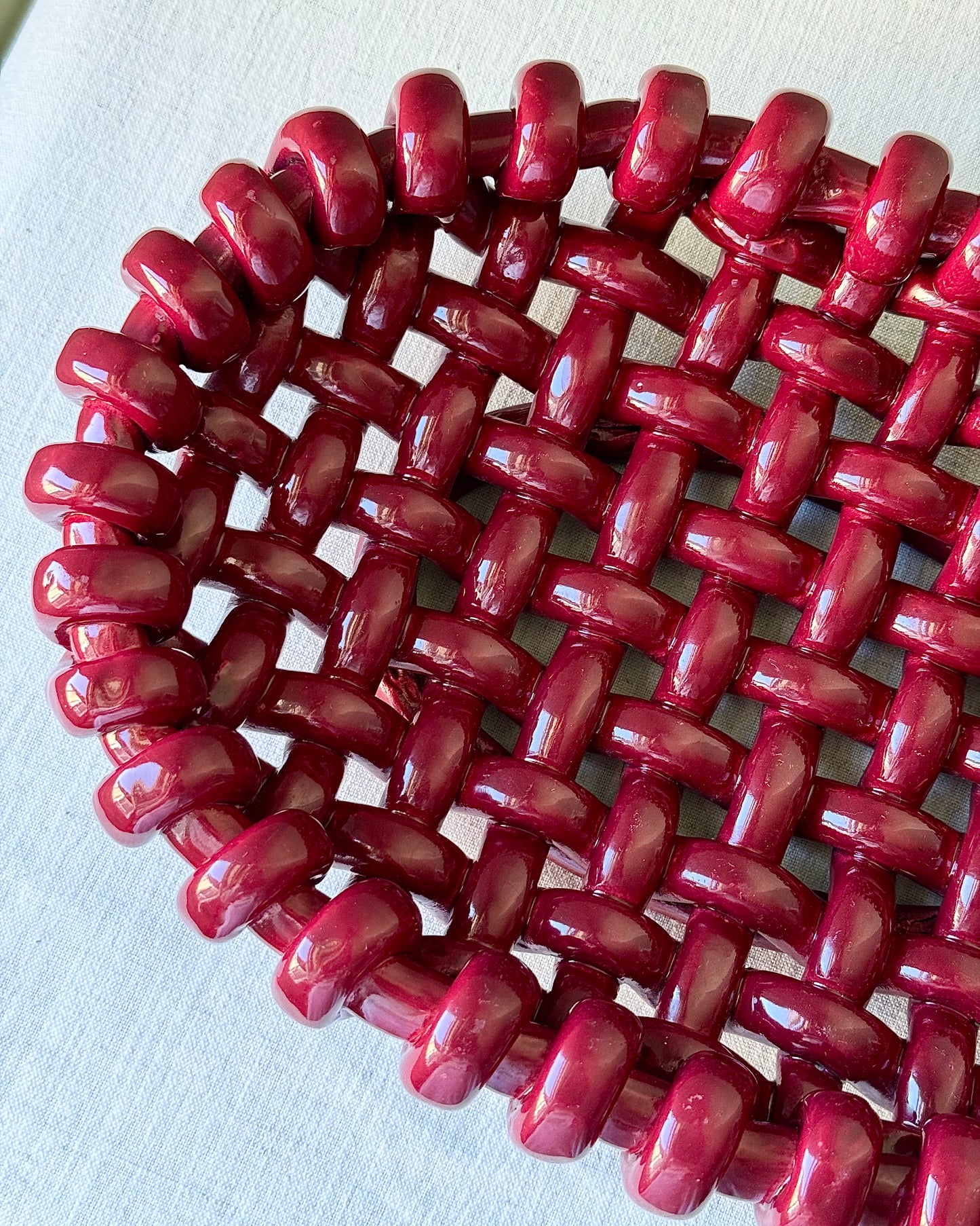 Jerome Massier Vallauris Oval Red Woven Bowl