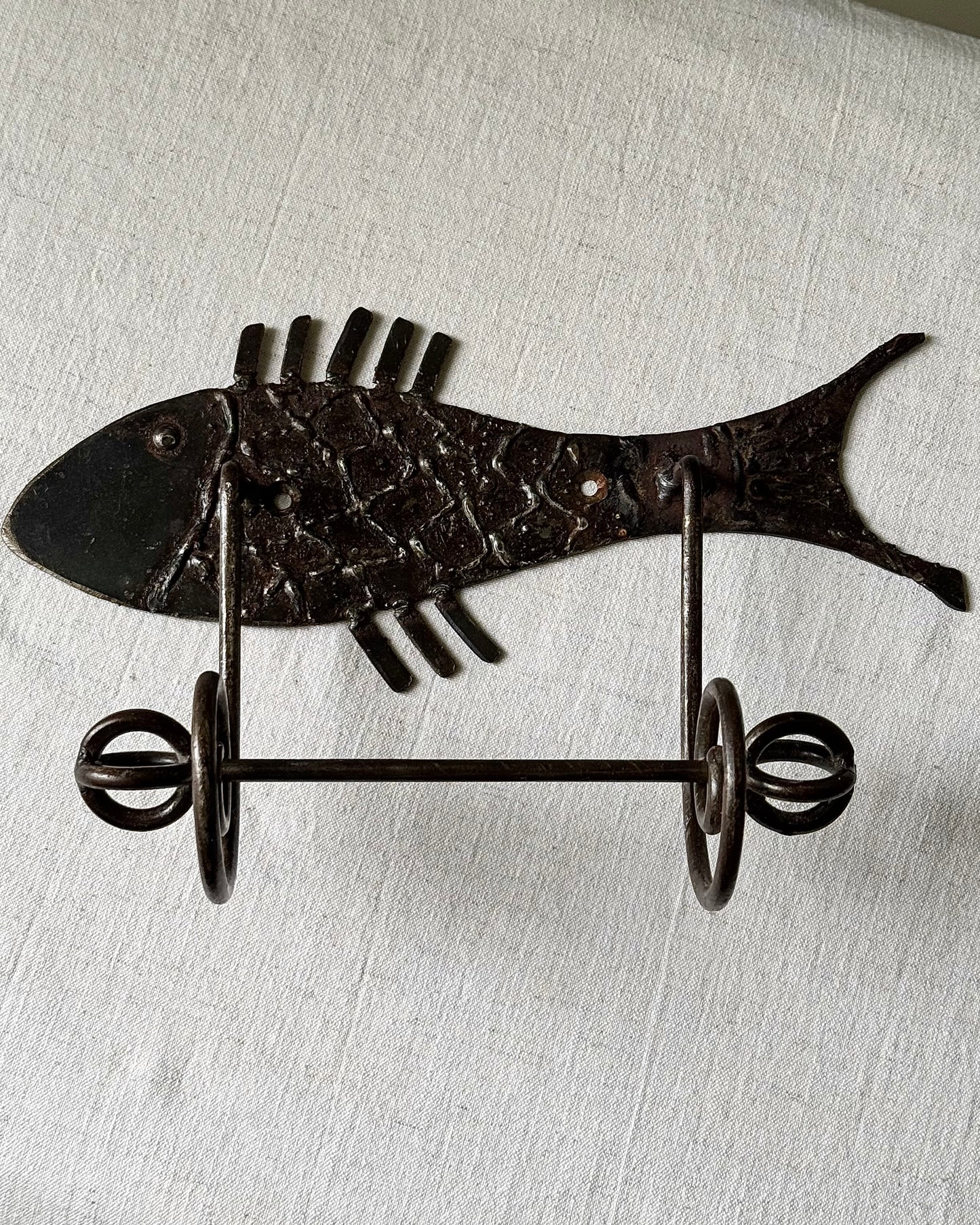 Mid-Century French Iron Fish Loo Roll Holder