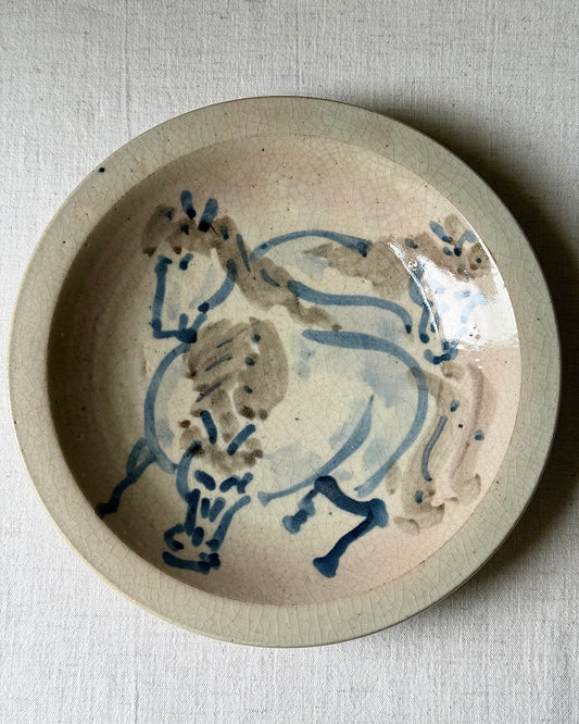 Mid-century Studio Pottery Stylised Horse Plate