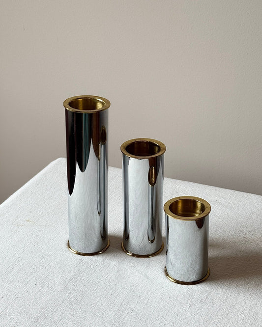 Trio of Minimalist Mixed Metal Tealight Holders - Club Sourced