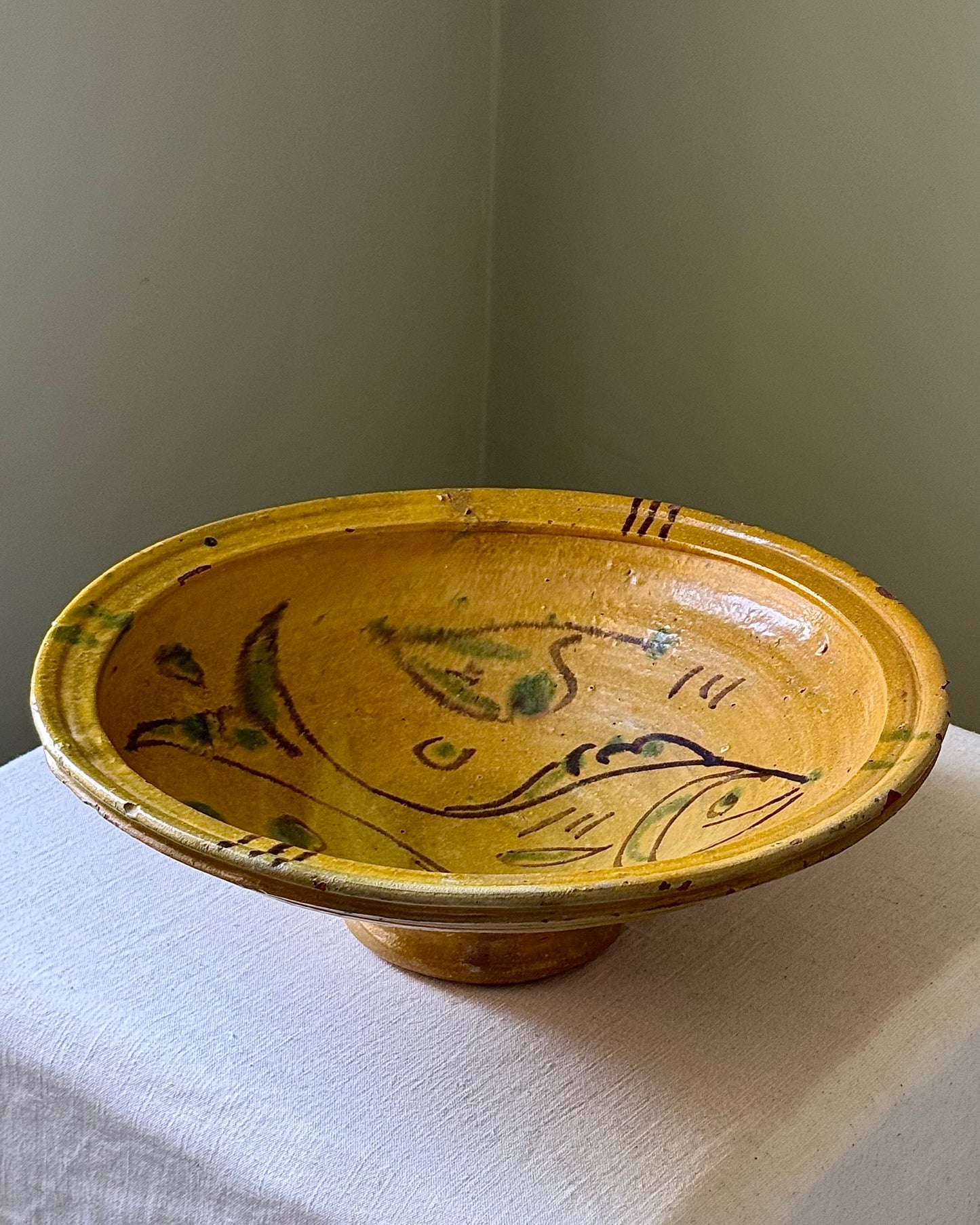 Antique Southern Italian Fish Pedestal Bowl