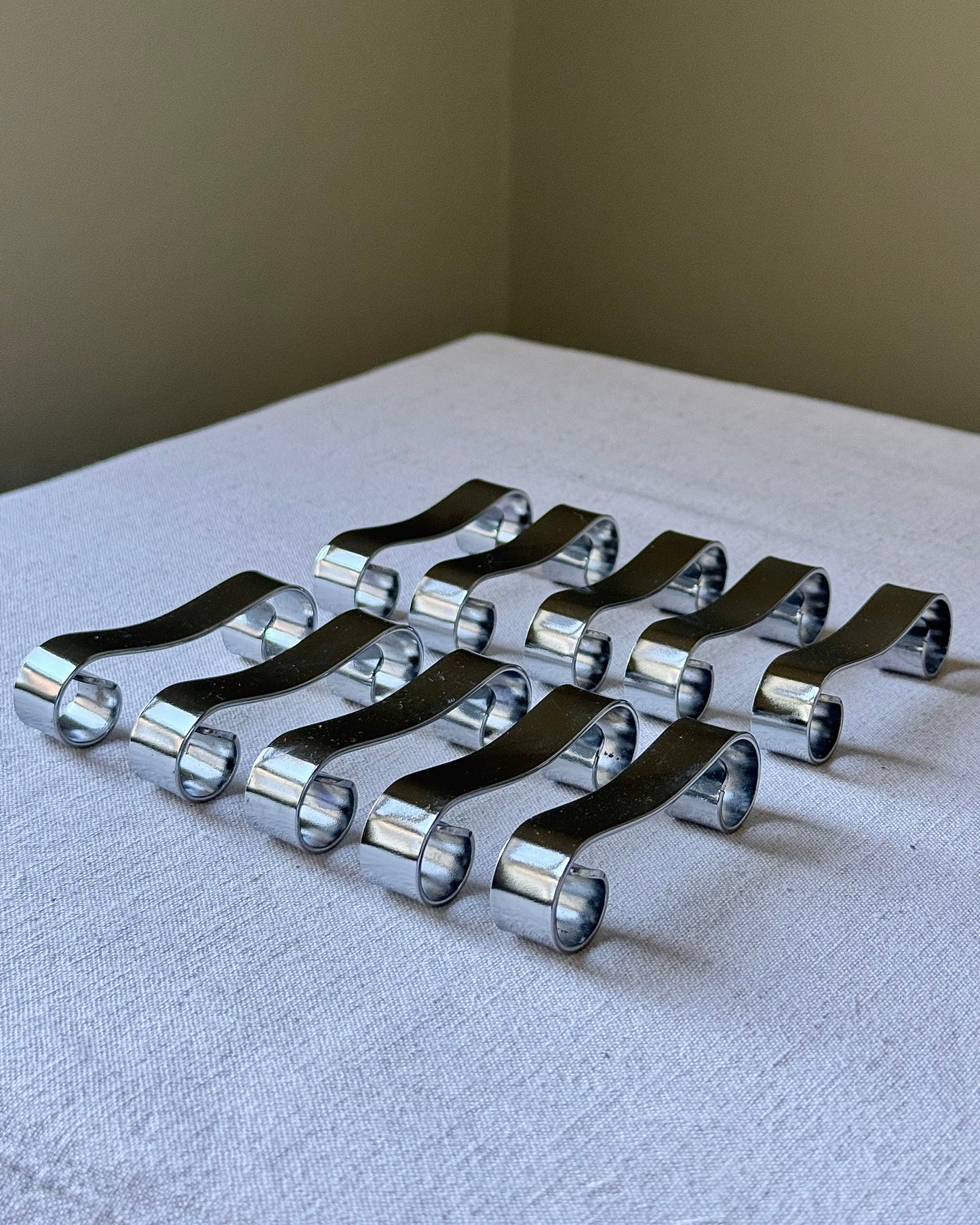 Set of 10 French Mid-century Stainless Steel Coiled Cutlery Rests