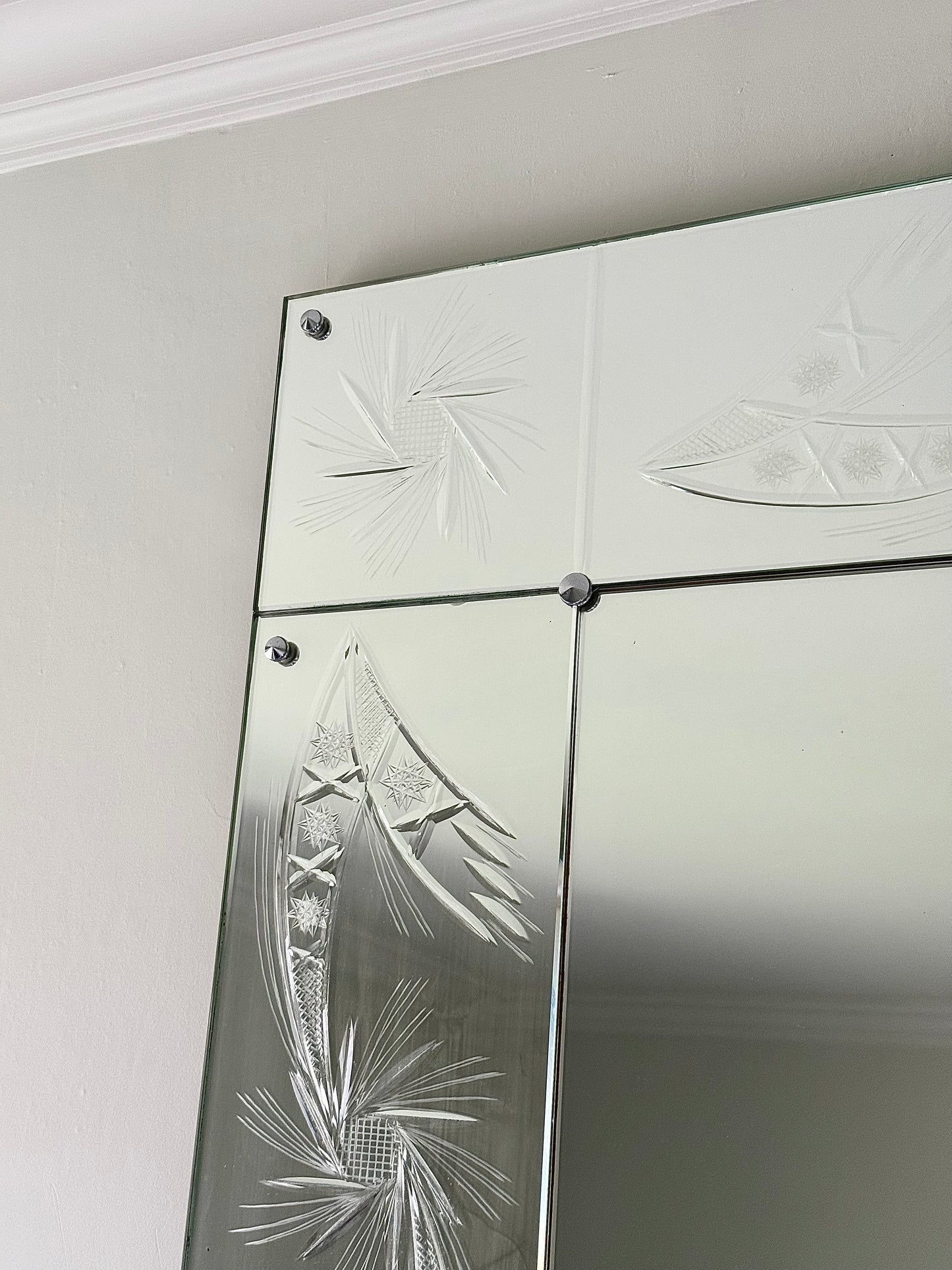 Extra Large Italian Venetian Mid-century Starburst Sectional Mirror