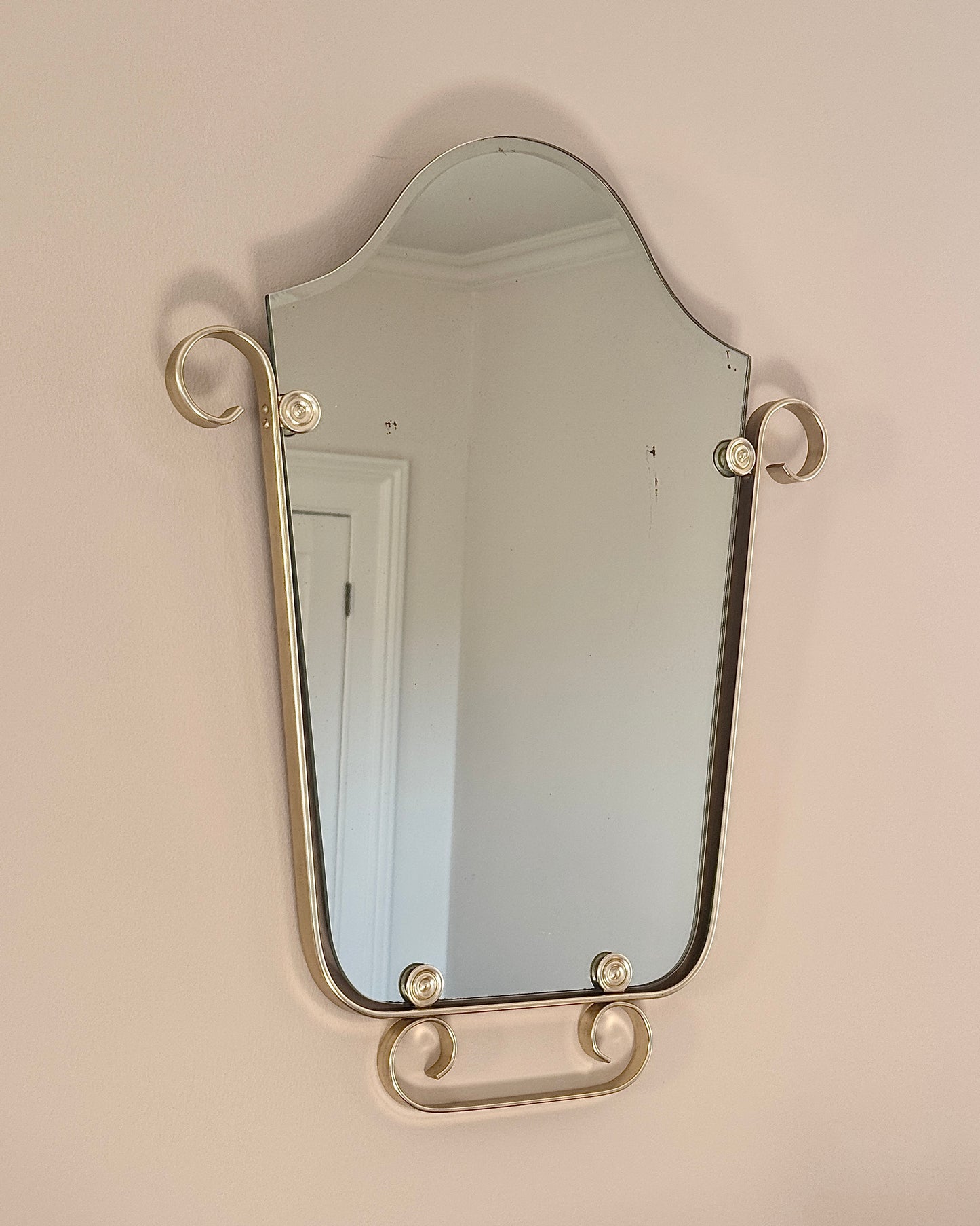 1960s Belgian Floating Scroll Shield Mirror