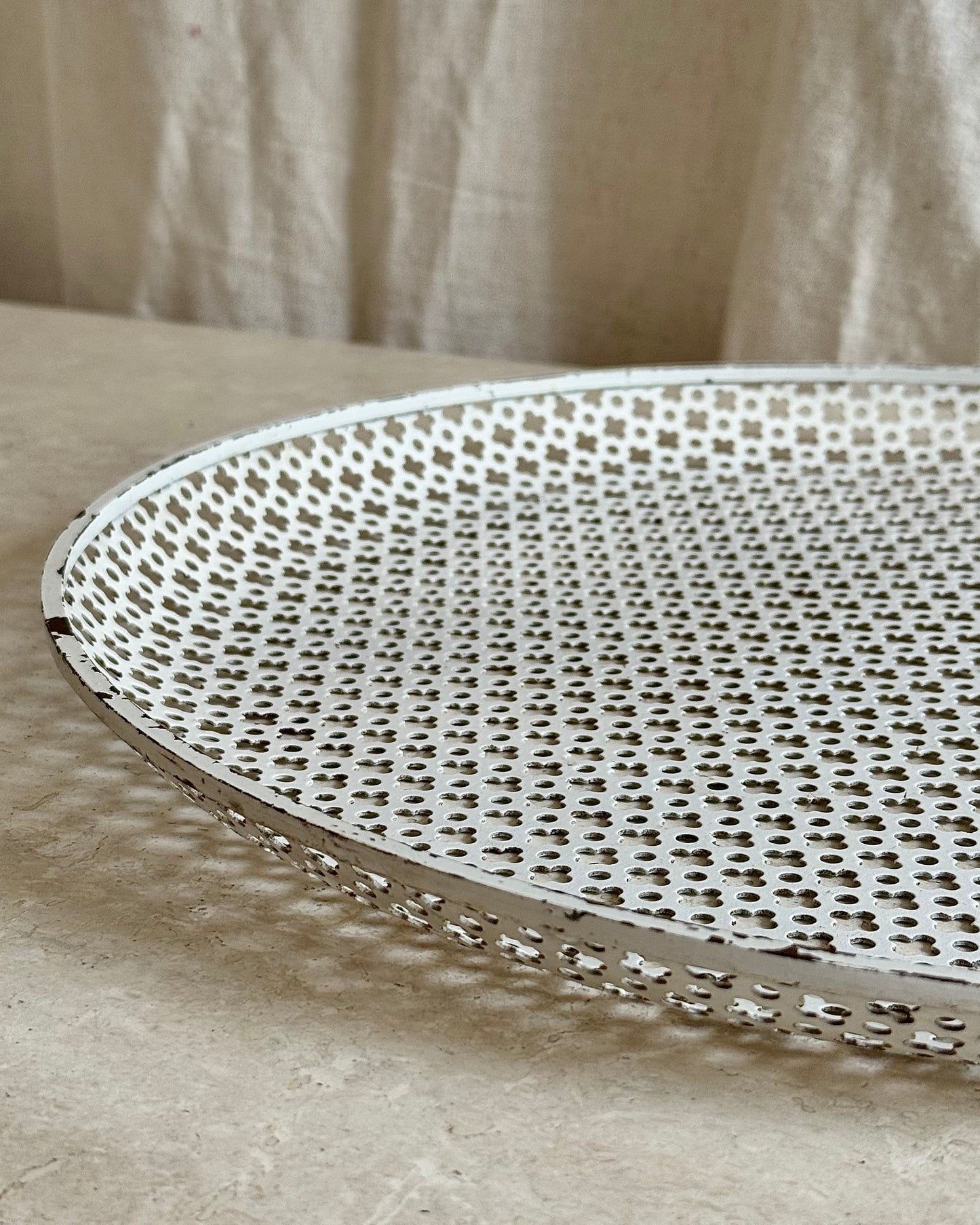 Mathieu Matégot White Perforated Metal Tray, 1950s
