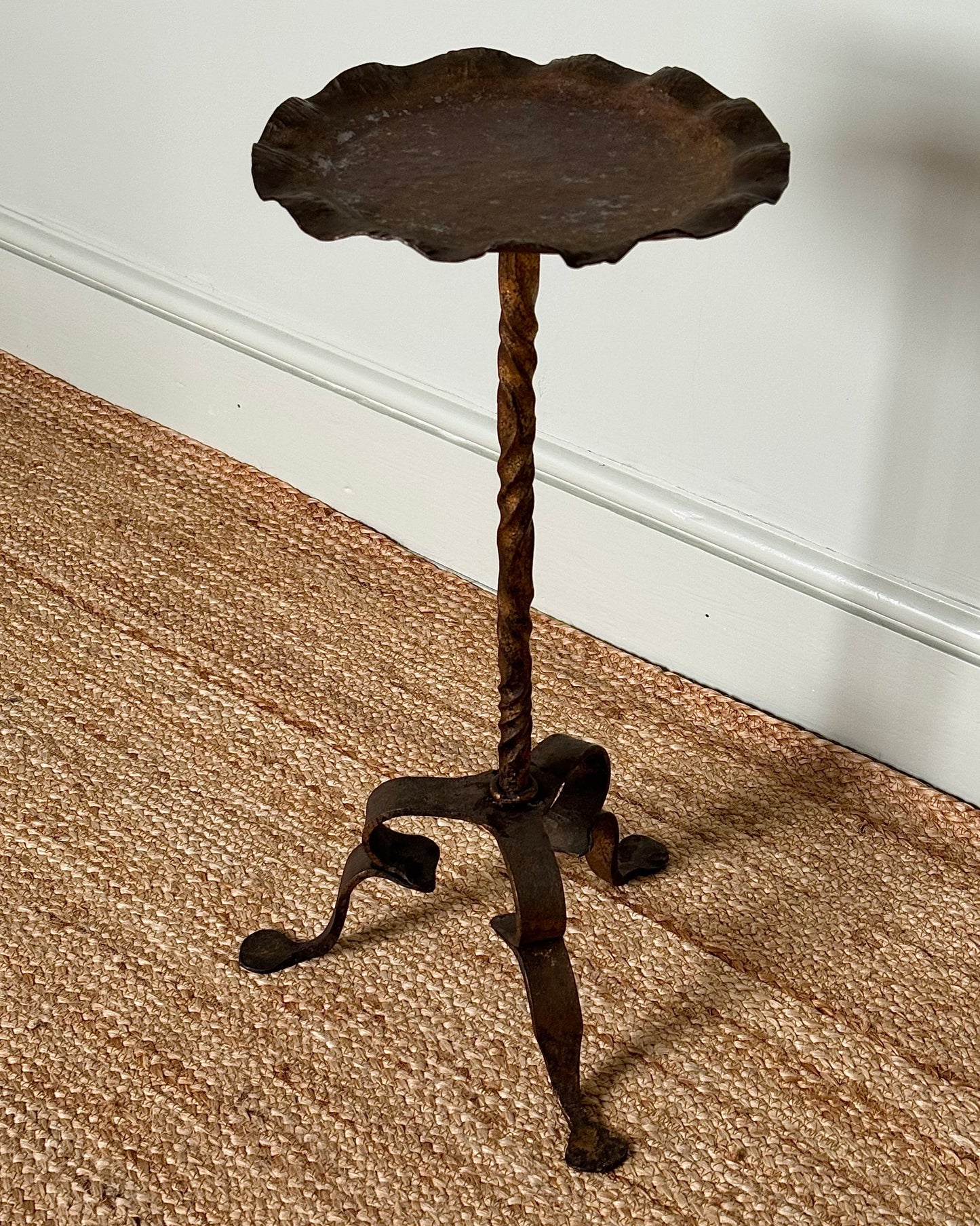 Spanish Wrought Iron Gilded Martini Table with Scalloped Top