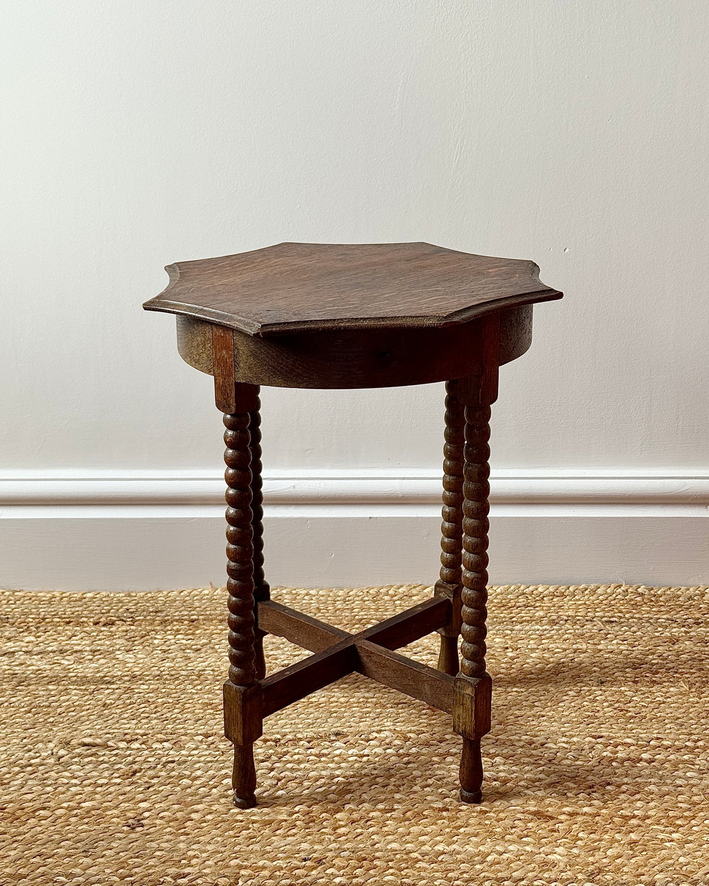Early 20th-Century Belgian Oak Bobbin Side Table