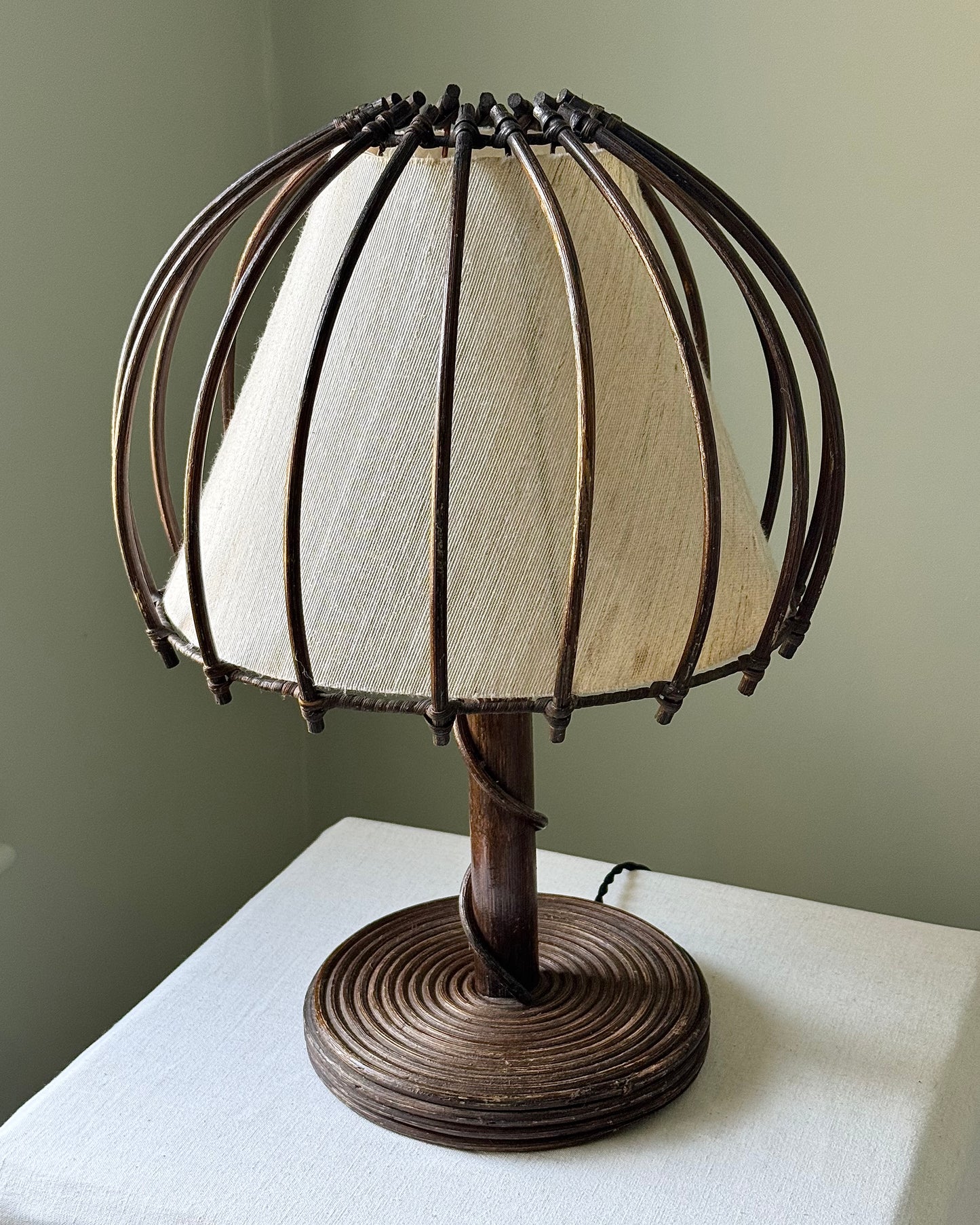 French Bamboo Table Lamp in the Manner of Louis Sognot