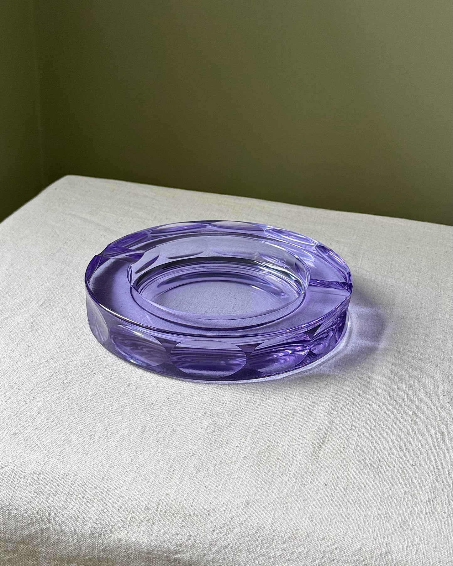 Vintage French Crystal Violet Ashtray