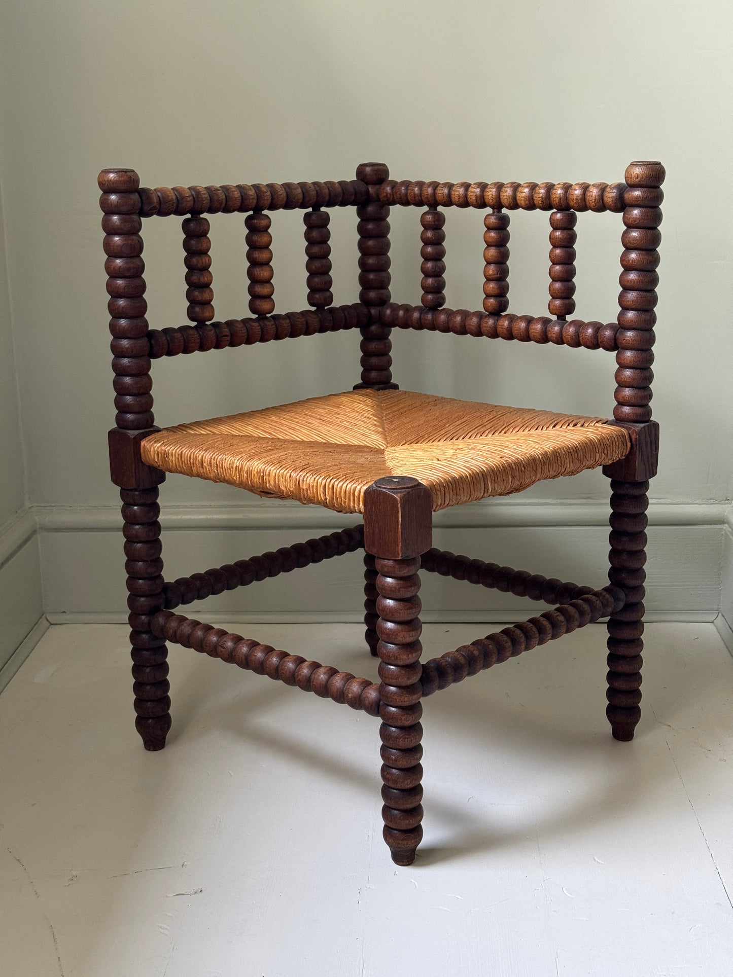 French Bobbin Corner Chairs pair