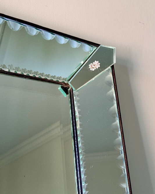 Venetian Rectangle Mirror with Bevelled Scalloped Detail