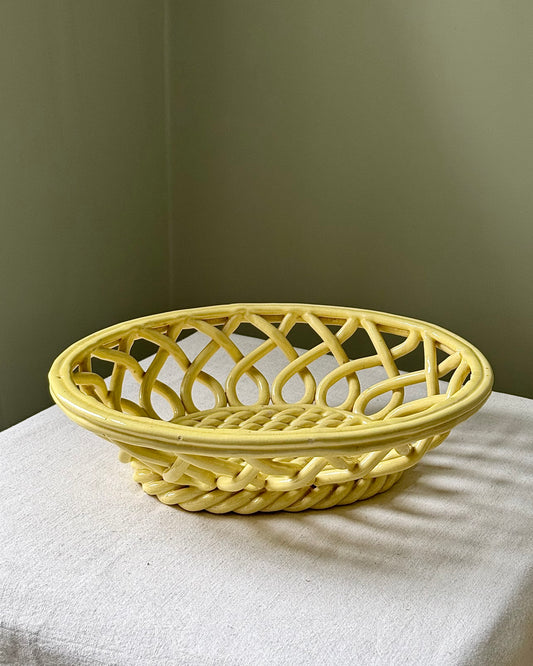 Vallauris Yellow Ceramic Woven Bowl