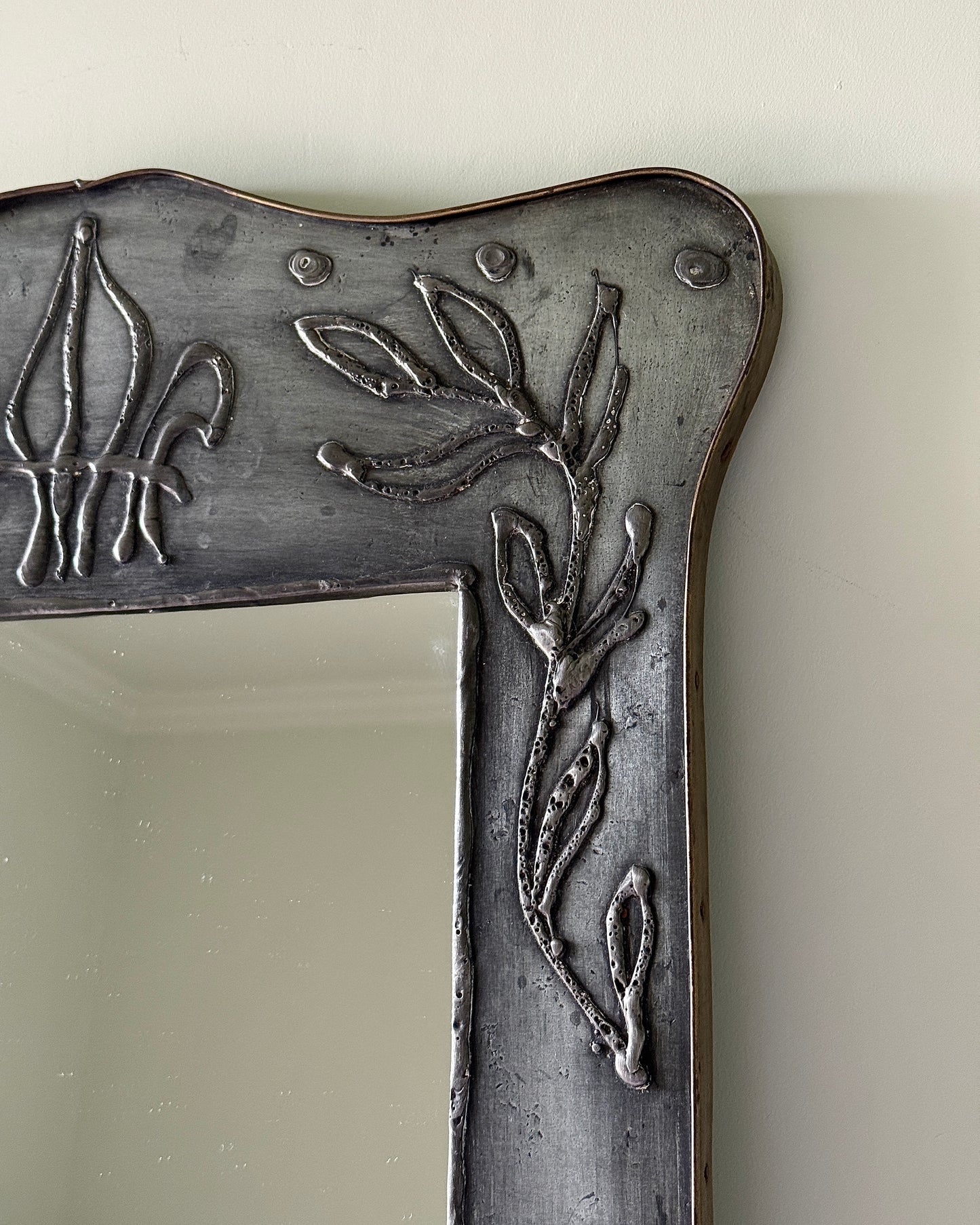 Art Nouveau Tin Shield Mirror