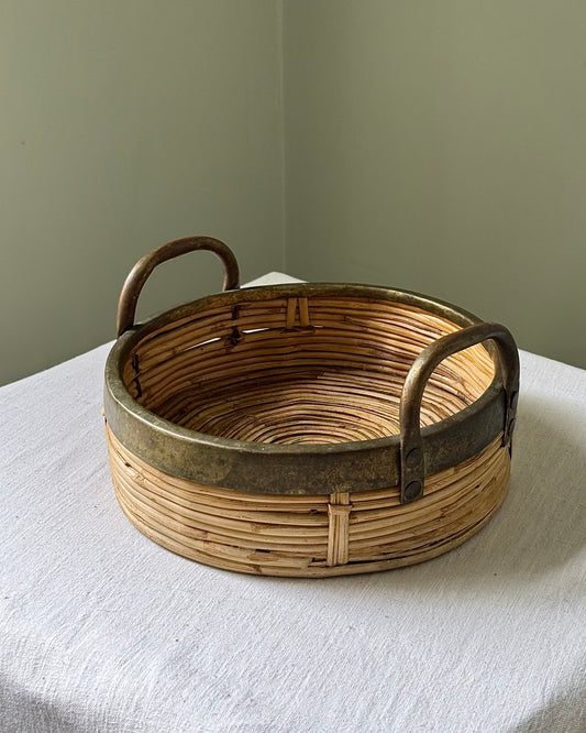 Small Italian Pencil Reed and Brass Tray