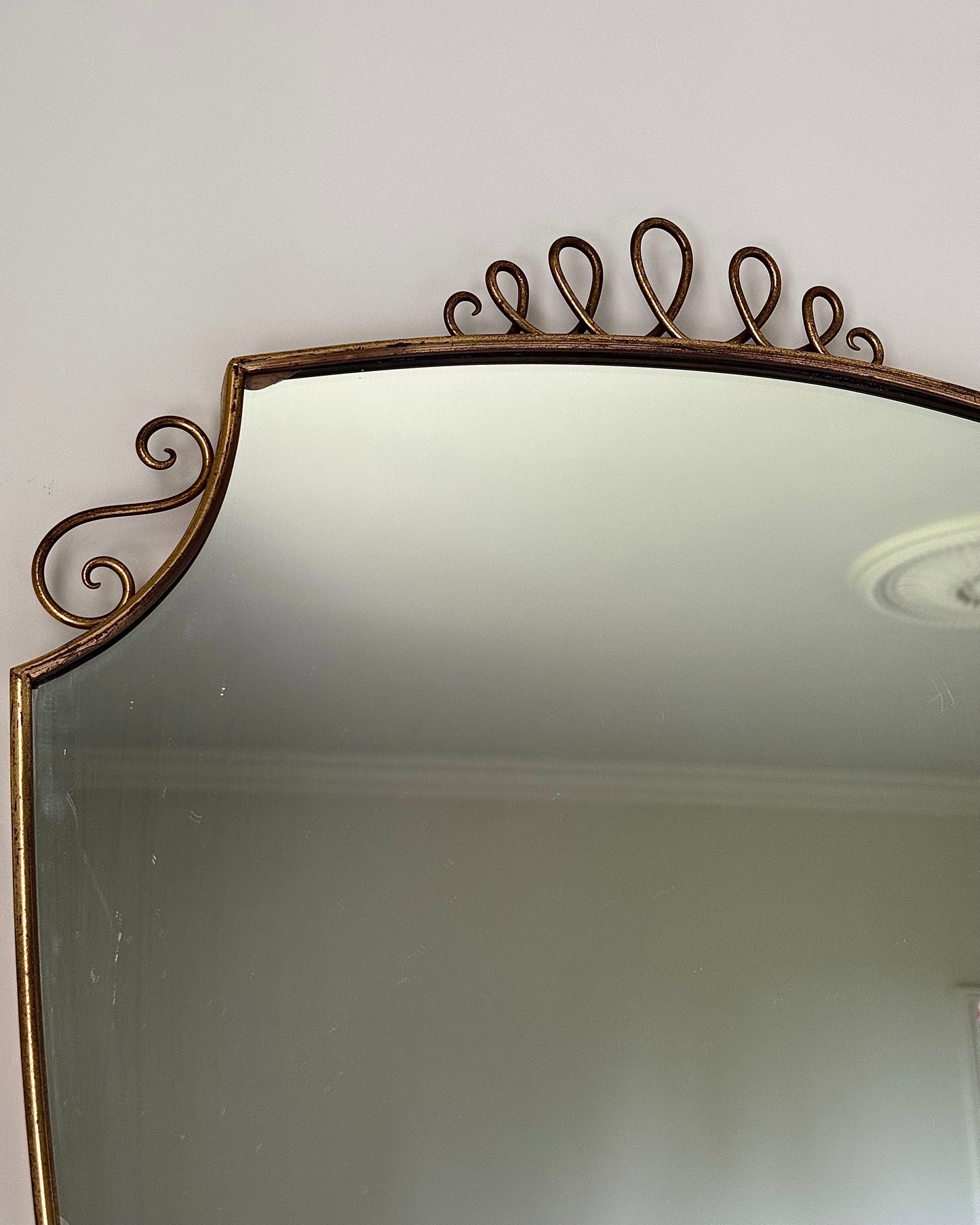 Italian Mid-century Brass Shield Mirror