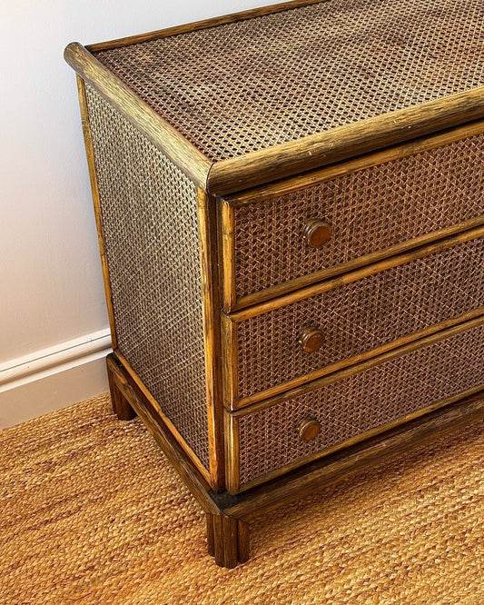 Cane & Bamboo Chest of Drawers, Attributed to Roche Bobois - Club Sourced