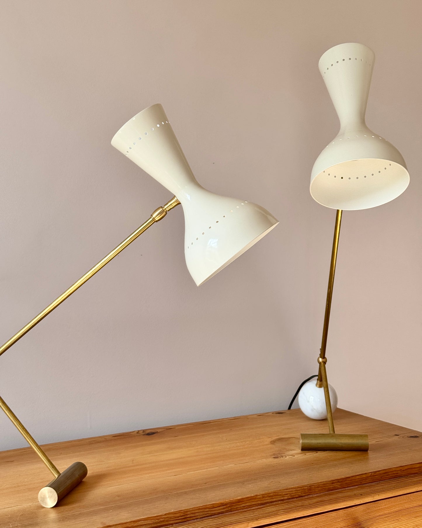 Mid-century Italian White Brass Diabolo Lamp